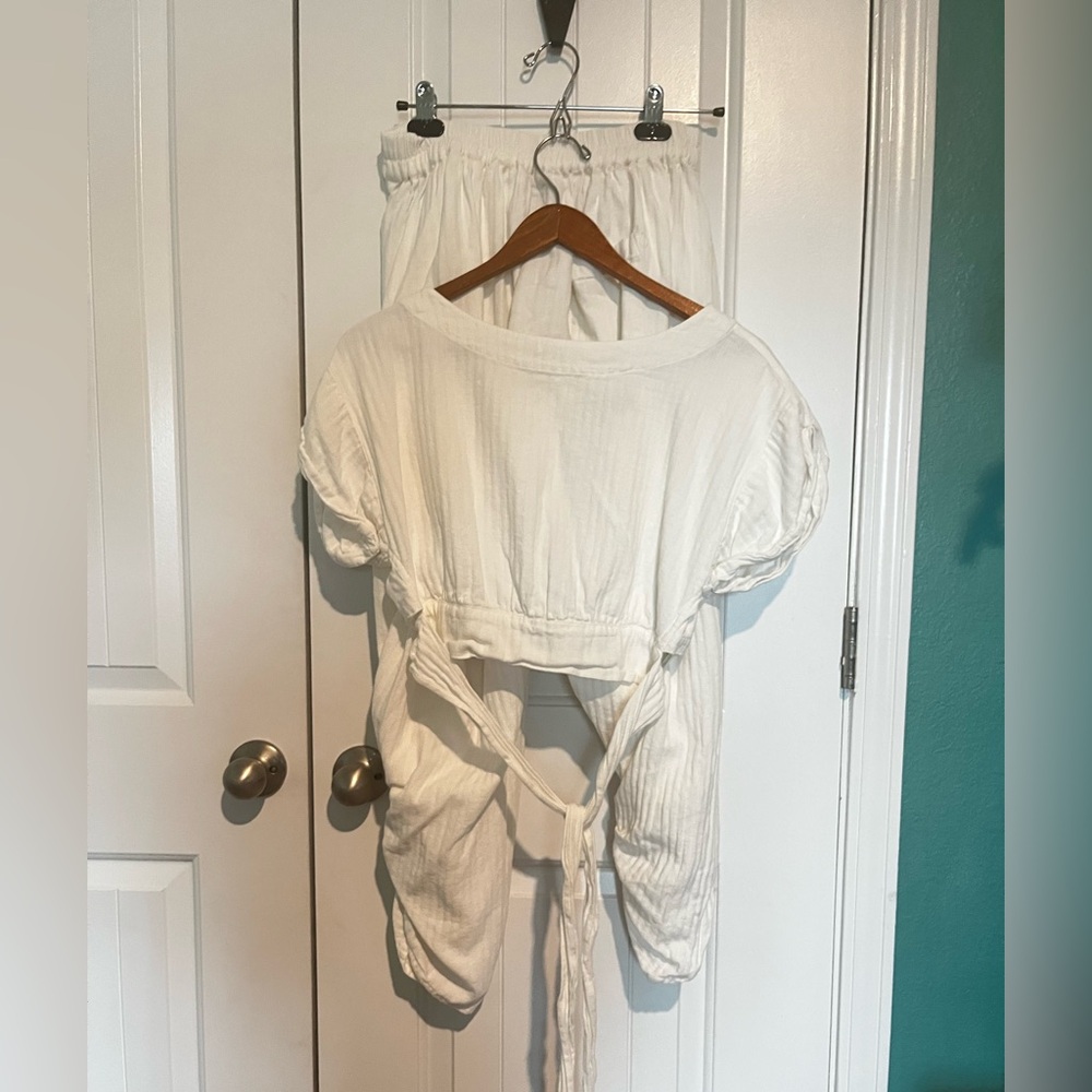 Free People White  Effortless bohemian two-piece set - Harem  Pants - Picture 4 of 8